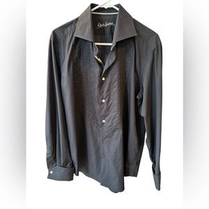 Robert Graham Black Tuxedo Shirt Mens 16.5 42 White‎ Pearl Button Up Large Gold